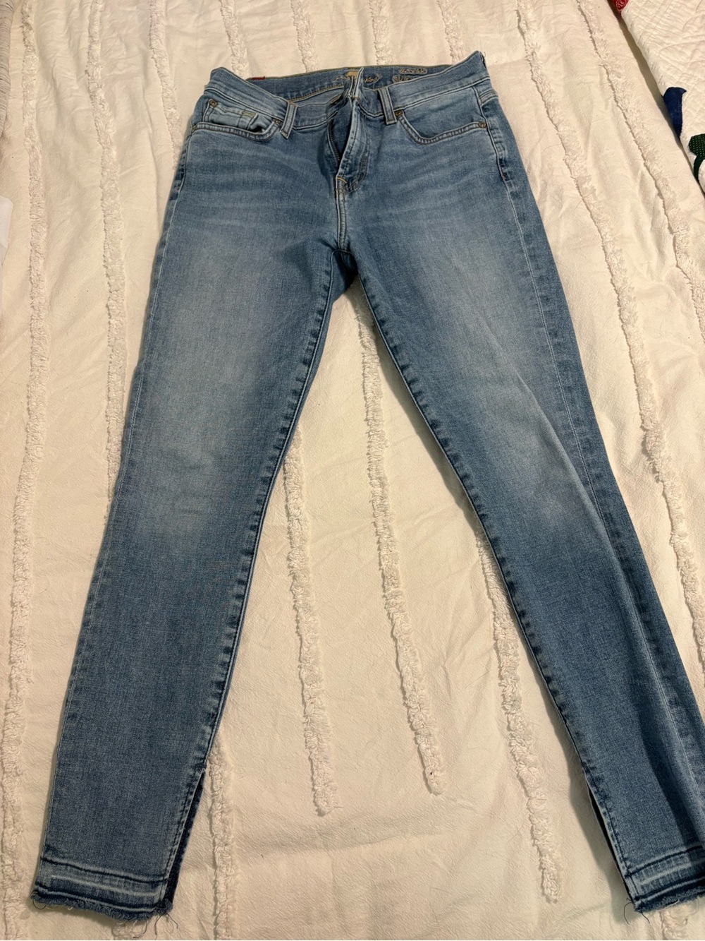 7 For All Mankind Light Wash The Ankle Crop Skinny Jeans
